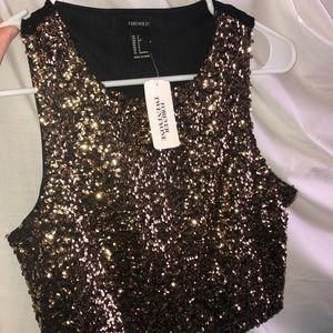 Gold sequin forever 21 crop top